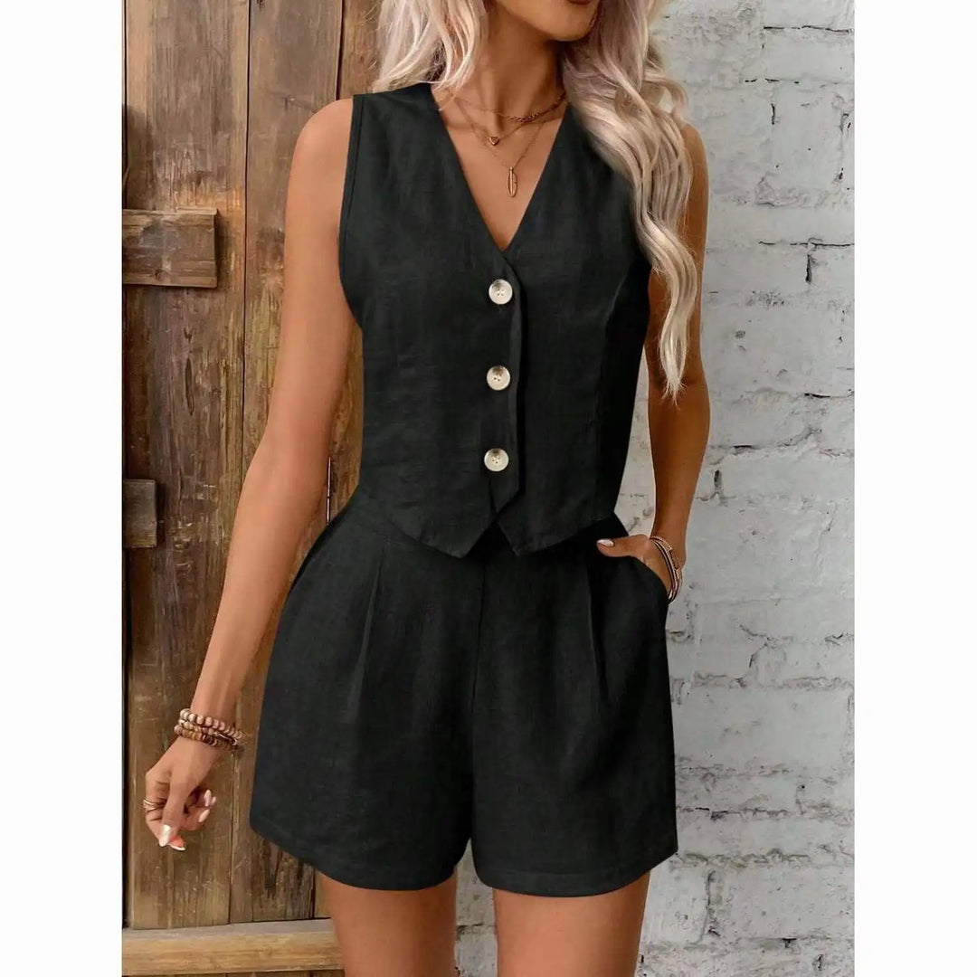 Zarelle Linen Vest Set