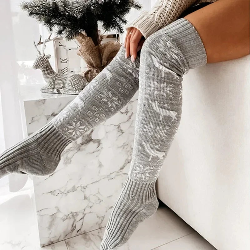 Merribel Snowflake Thigh Socks