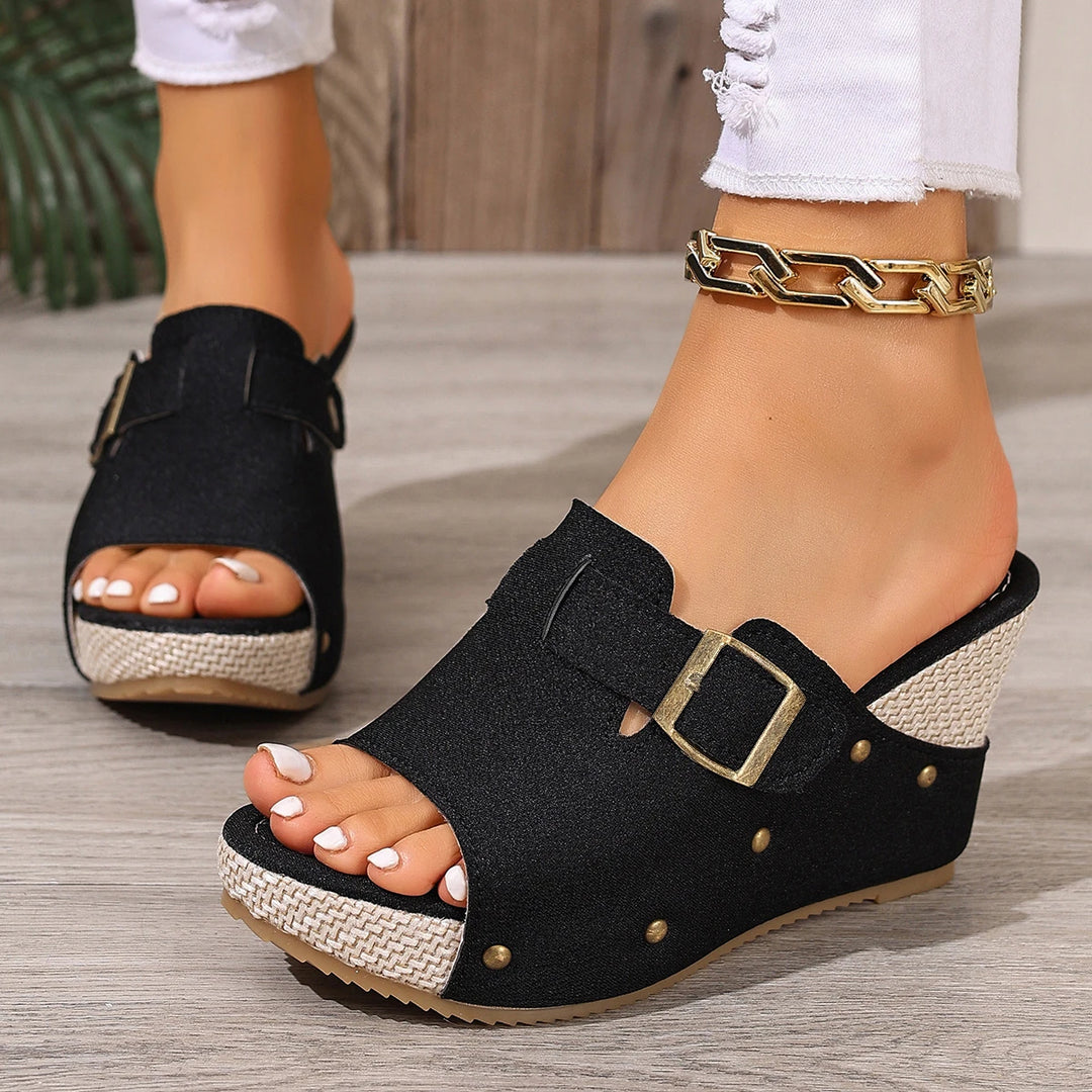 Mireya Open Mule Wedges