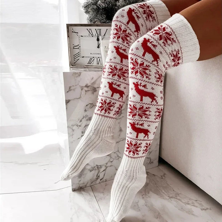 Merribel Snowflake Thigh Socks