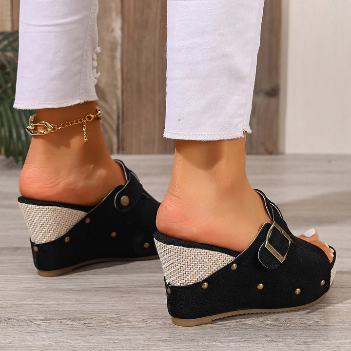 Mireya Open Mule Wedges