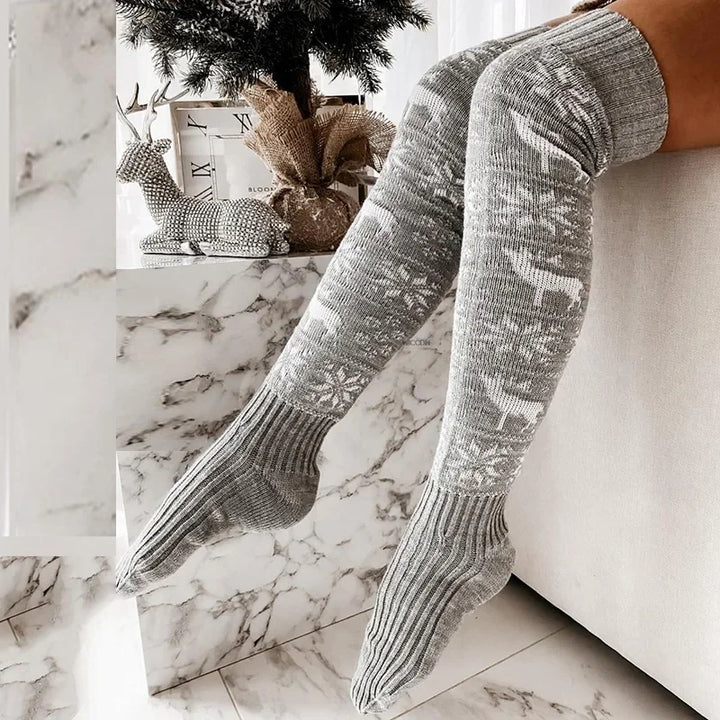 Merribel Snowflake Thigh Socks