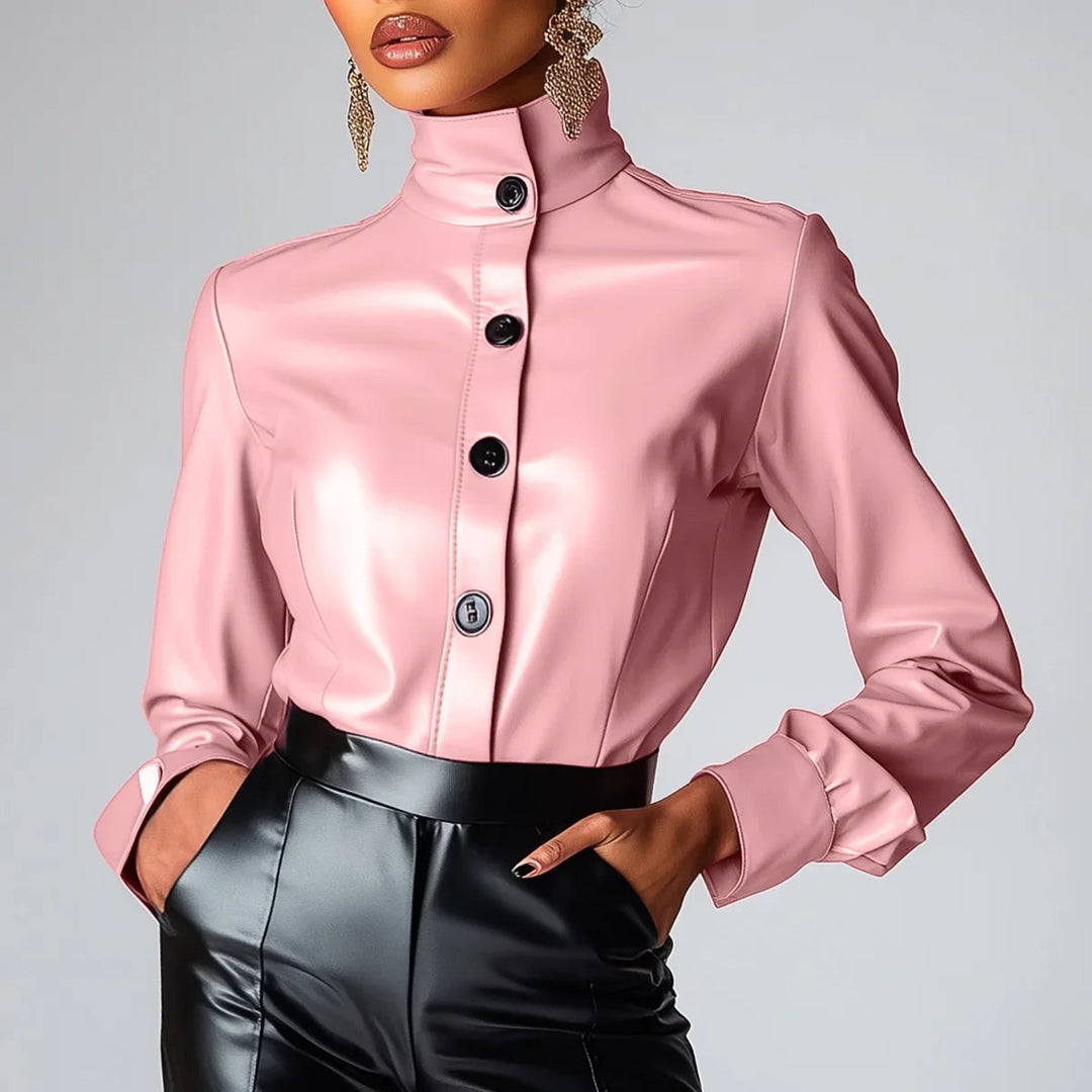Ariana Blush Leather Jacket