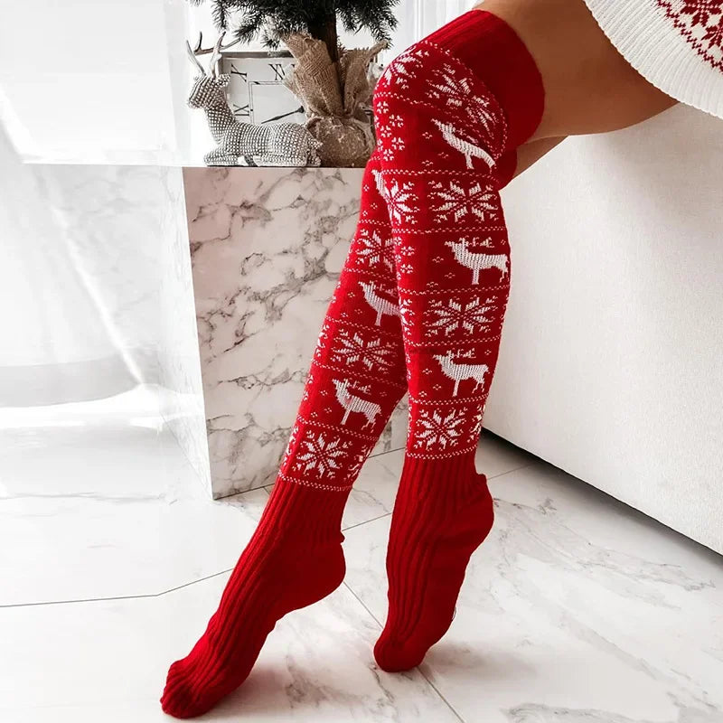 Merribel Snowflake Thigh Socks