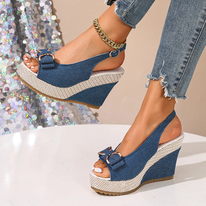 Elvara Bow Strap Wedges