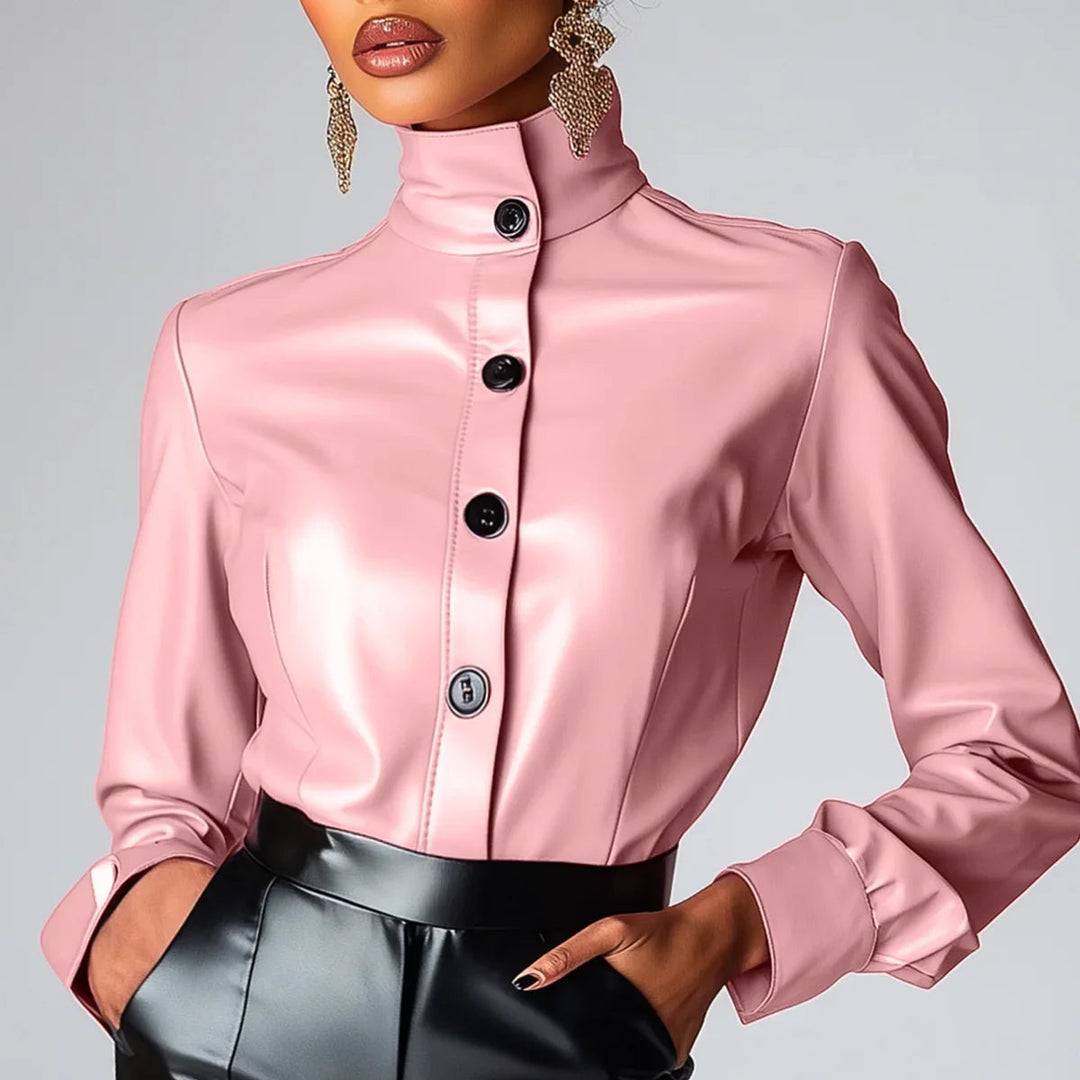 Ariana Blush Leather Jacket