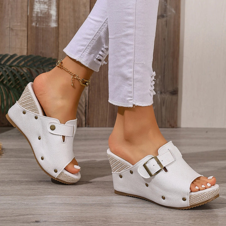 Mireya Open Mule Wedges